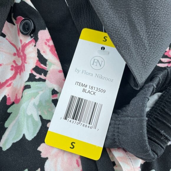 Flora Nikrooz Floral Pajama Set S Black/Pink Lightweight 2-Piece NWT 3180 - Picture 2 of 6